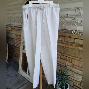 Charter Club Luxury 100% Linen Woman's Cream Drawstring Pants_14p